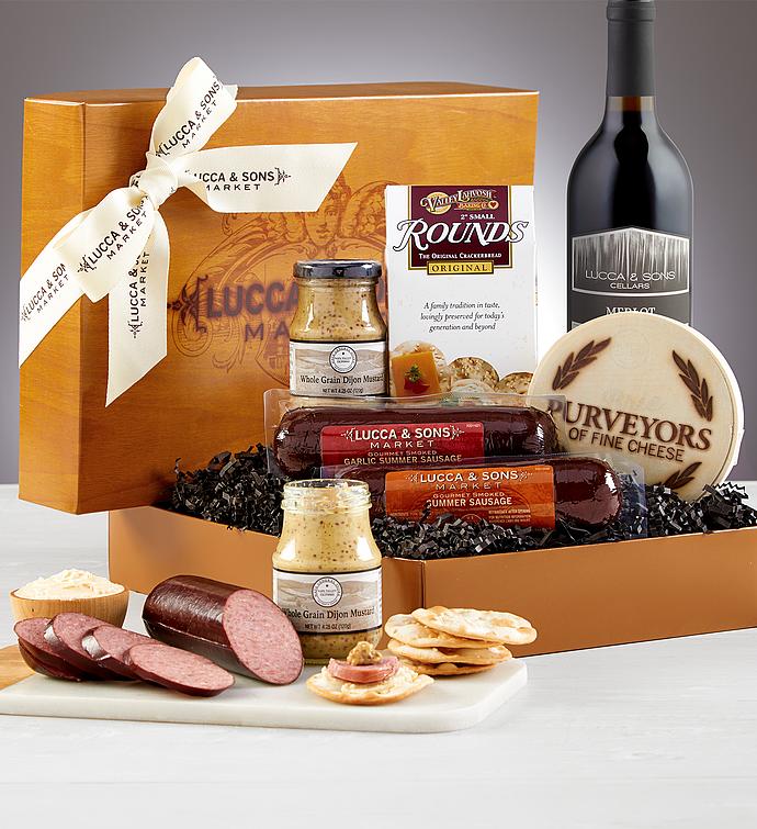 Lucca & Sons Meat & Cheese & Wine Gift Box
